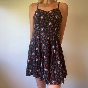 Junk Food Clothing Black and Red Floral Mini Dress